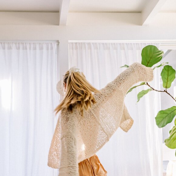 Free People Daiquiri Open Knit Sweater Cardi Ivory Size Medium - Picture 3 of 11